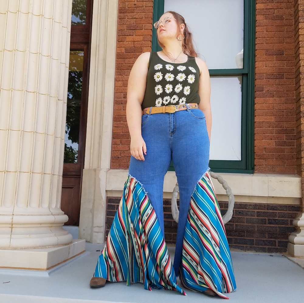 Lucky and Blessed L&B Teal Serape Plus Size Jeans - Picture 11 of 15